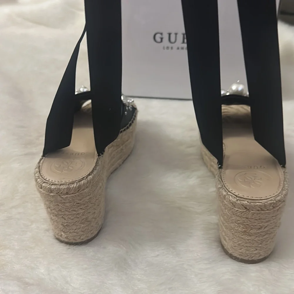 GUESS jeweled tie up espadrilles size 6 with box! Worn once !!! - Picture 4 of 5